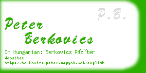 peter berkovics business card